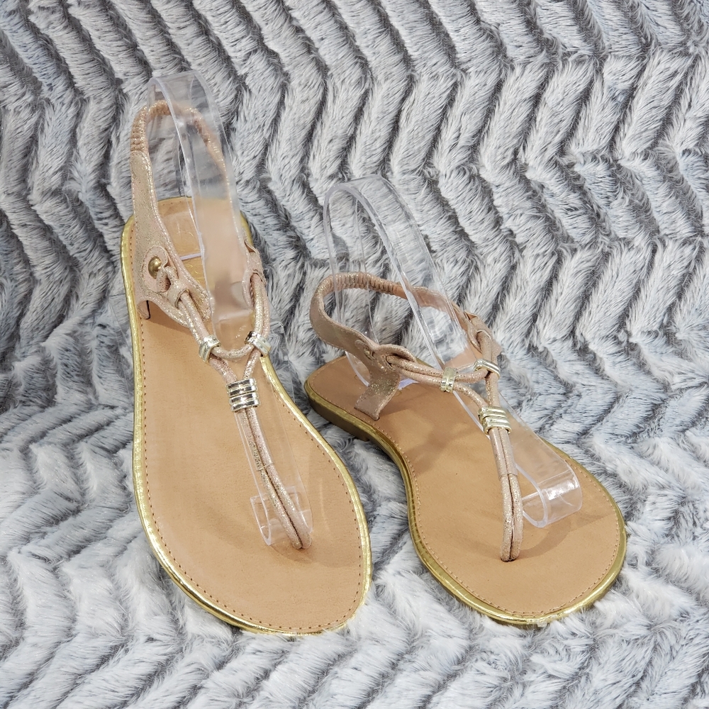 385 Fifth. Pink & Gold Shimmer Flat Sandal